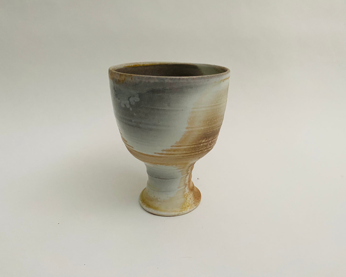 Wood fired porcelain goblet