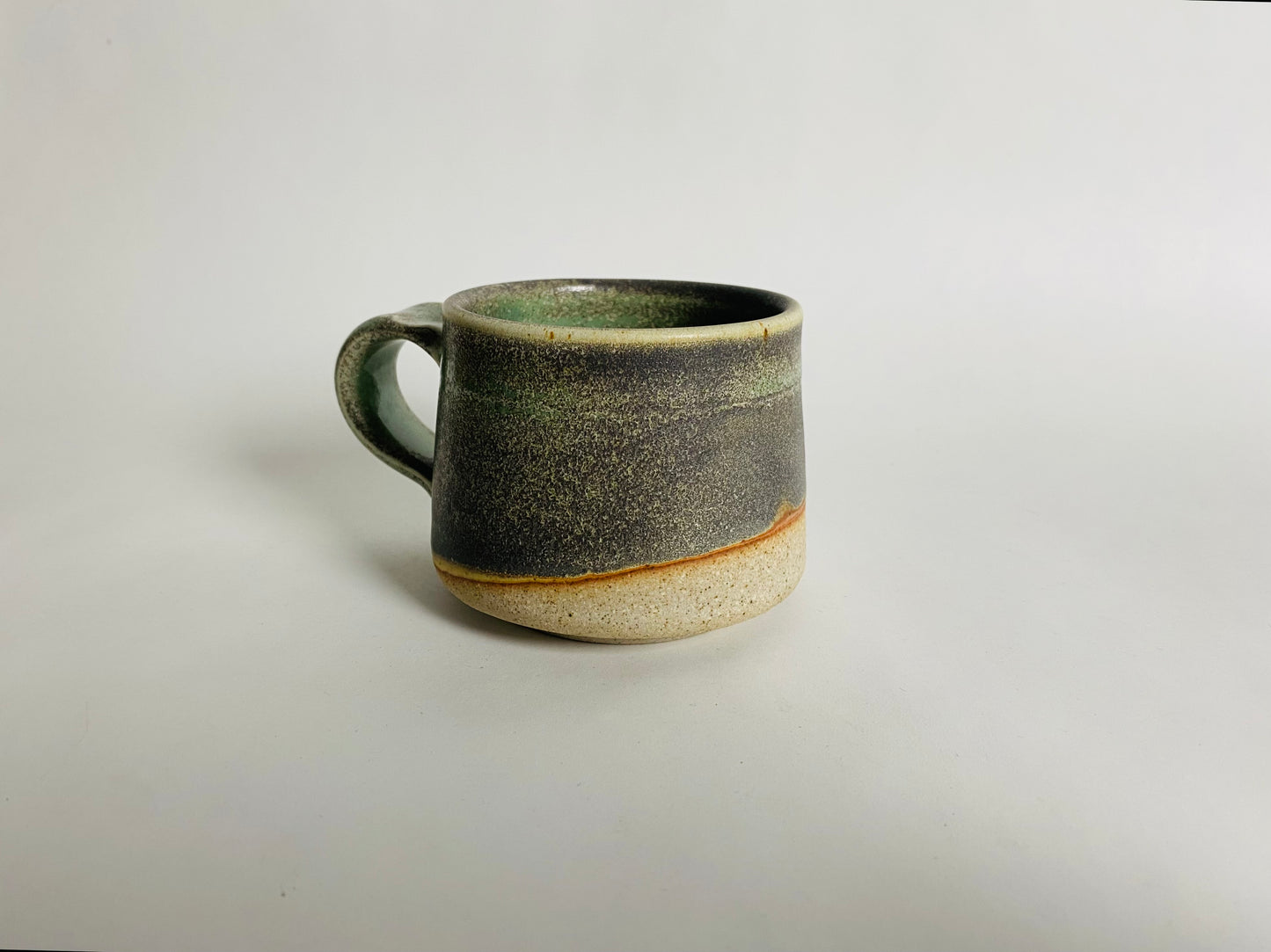 Double Espresso Cup in a Carbon/Green Glaze