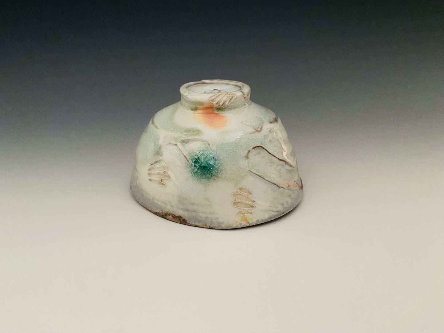 Wood Fired Porcelain bowl with jewel