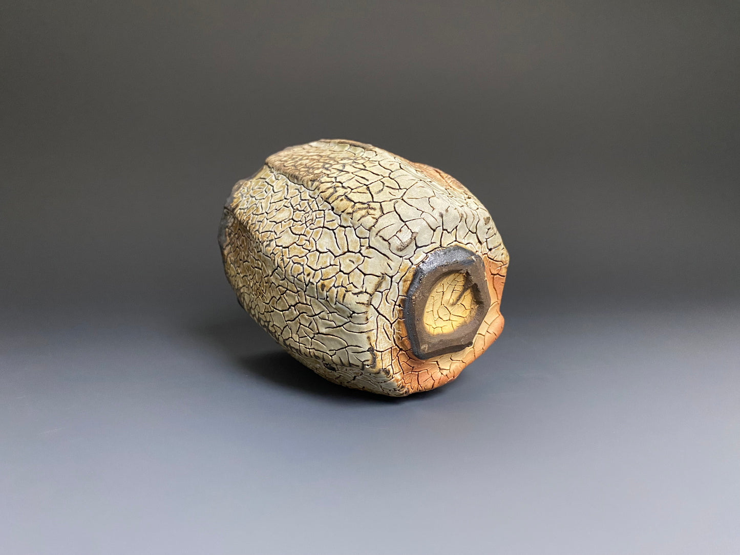 Wood Fired Faceted Yunomi with Crackle Slip