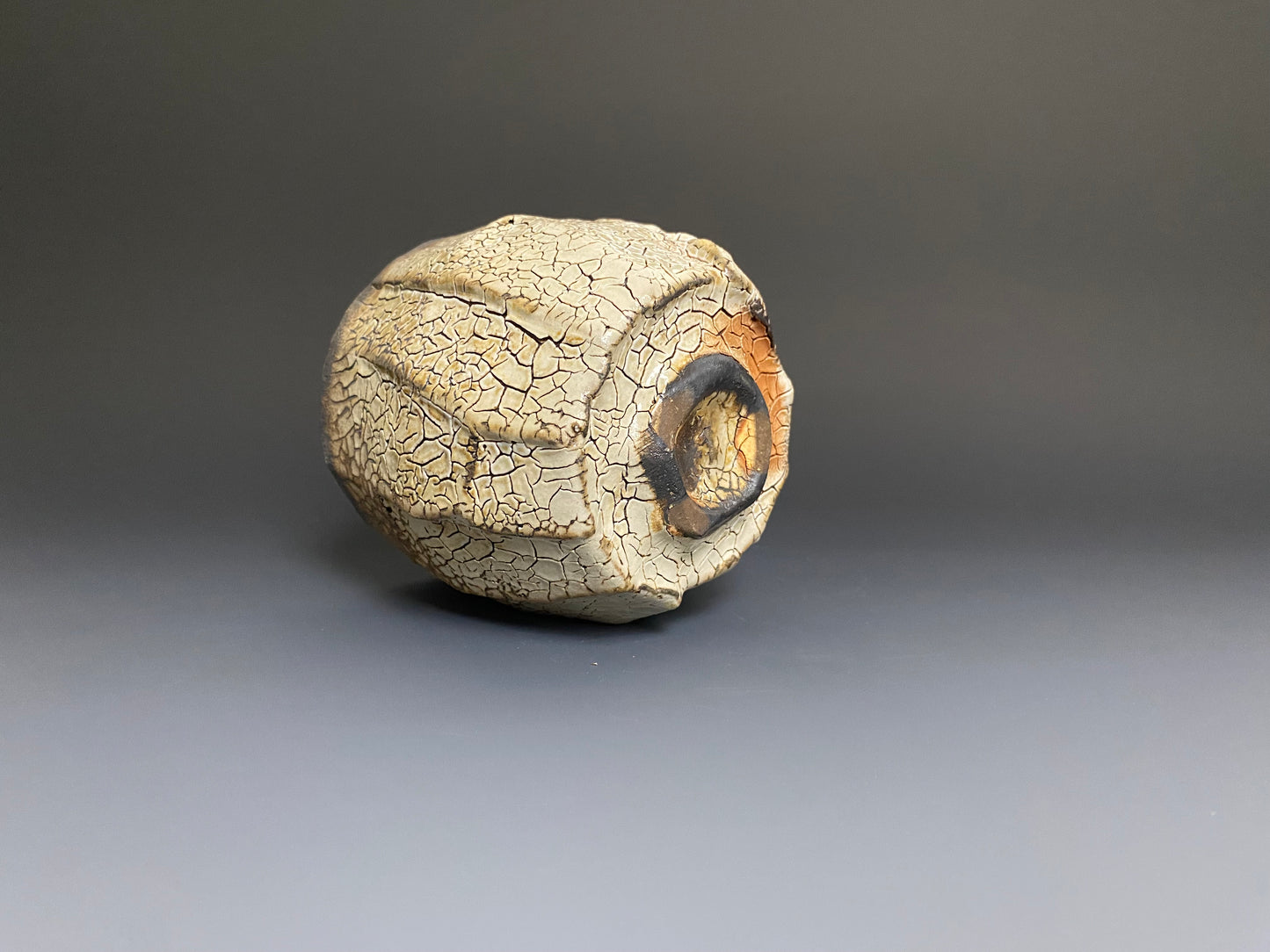 Wood Fired Faceted Yunomi with Crackle Slip