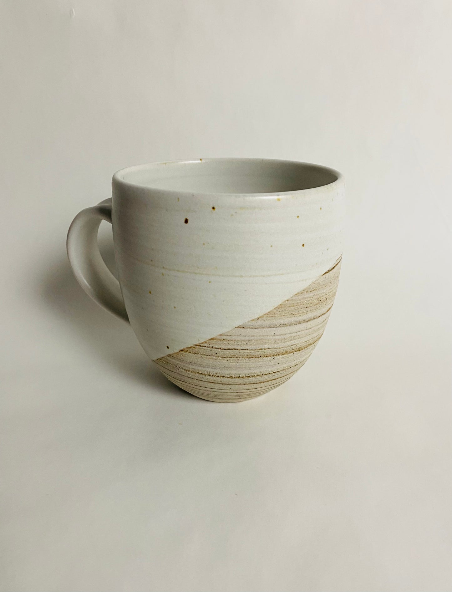 Large Mug with Satin White Glaze and Marbleized Clay