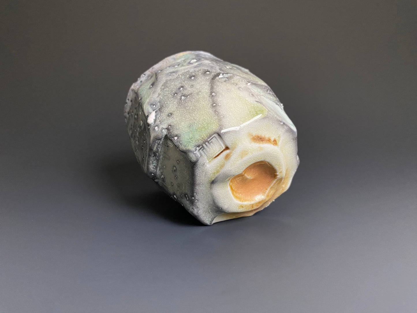 Faceted Wood Fired Porcelain Yunomi