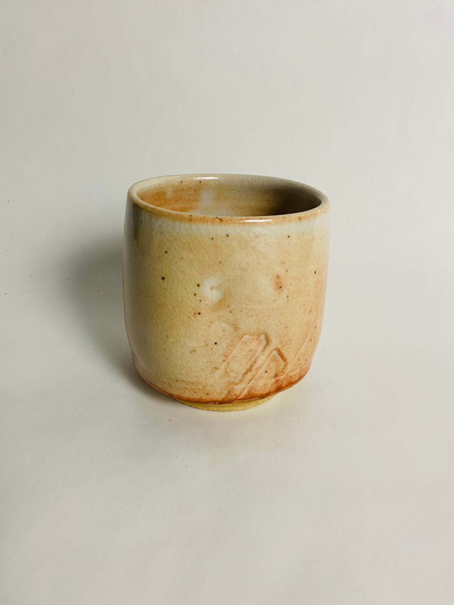 Shino tumbler with paddle marks