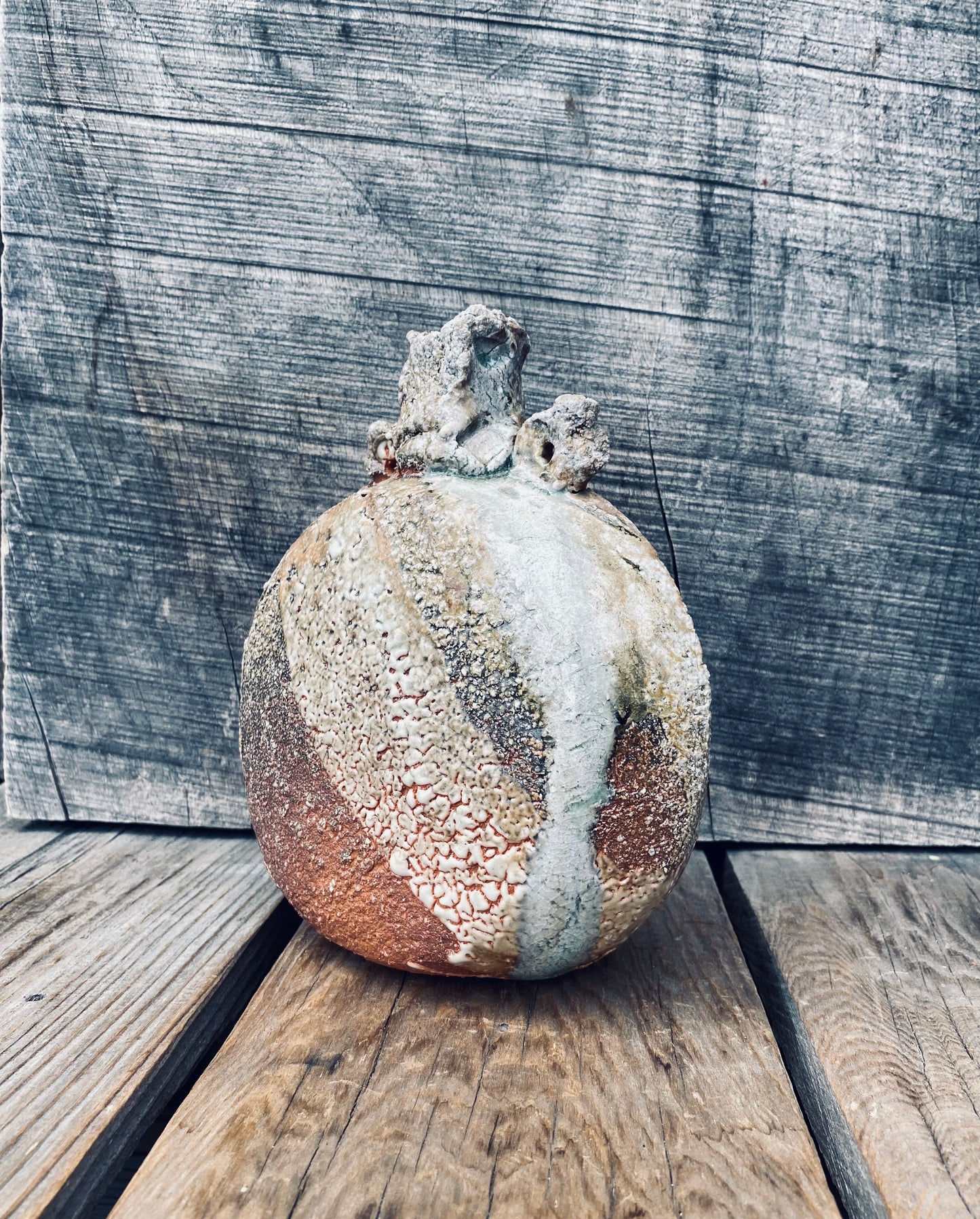 Wood Fired Canteen with Melted Glass Inclusions