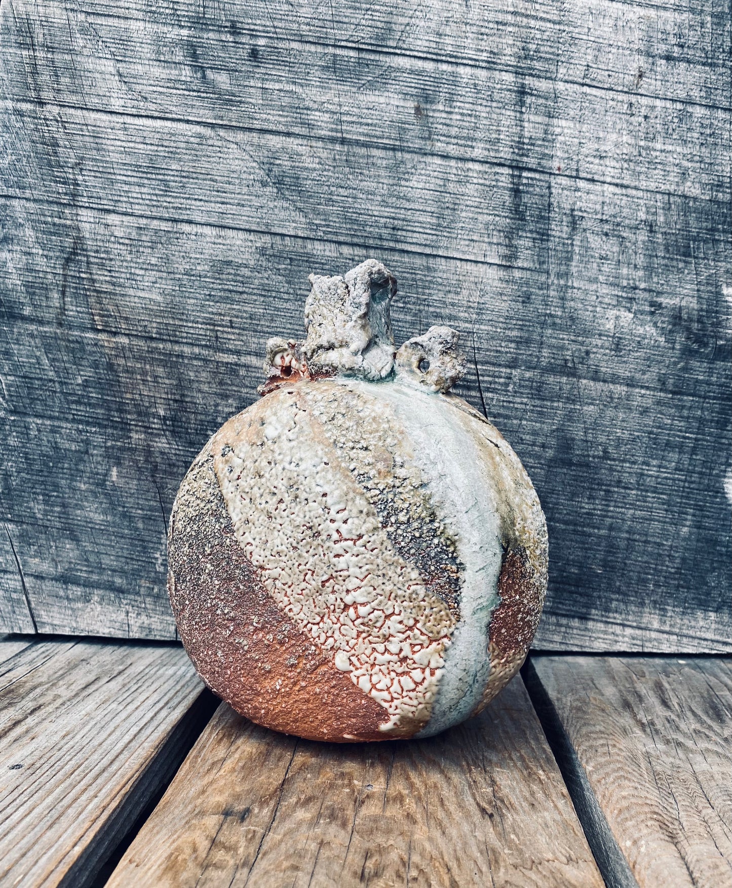 Wood Fired Canteen with Melted Glass Inclusions