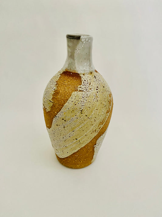 Vase with bare clay and white crackle