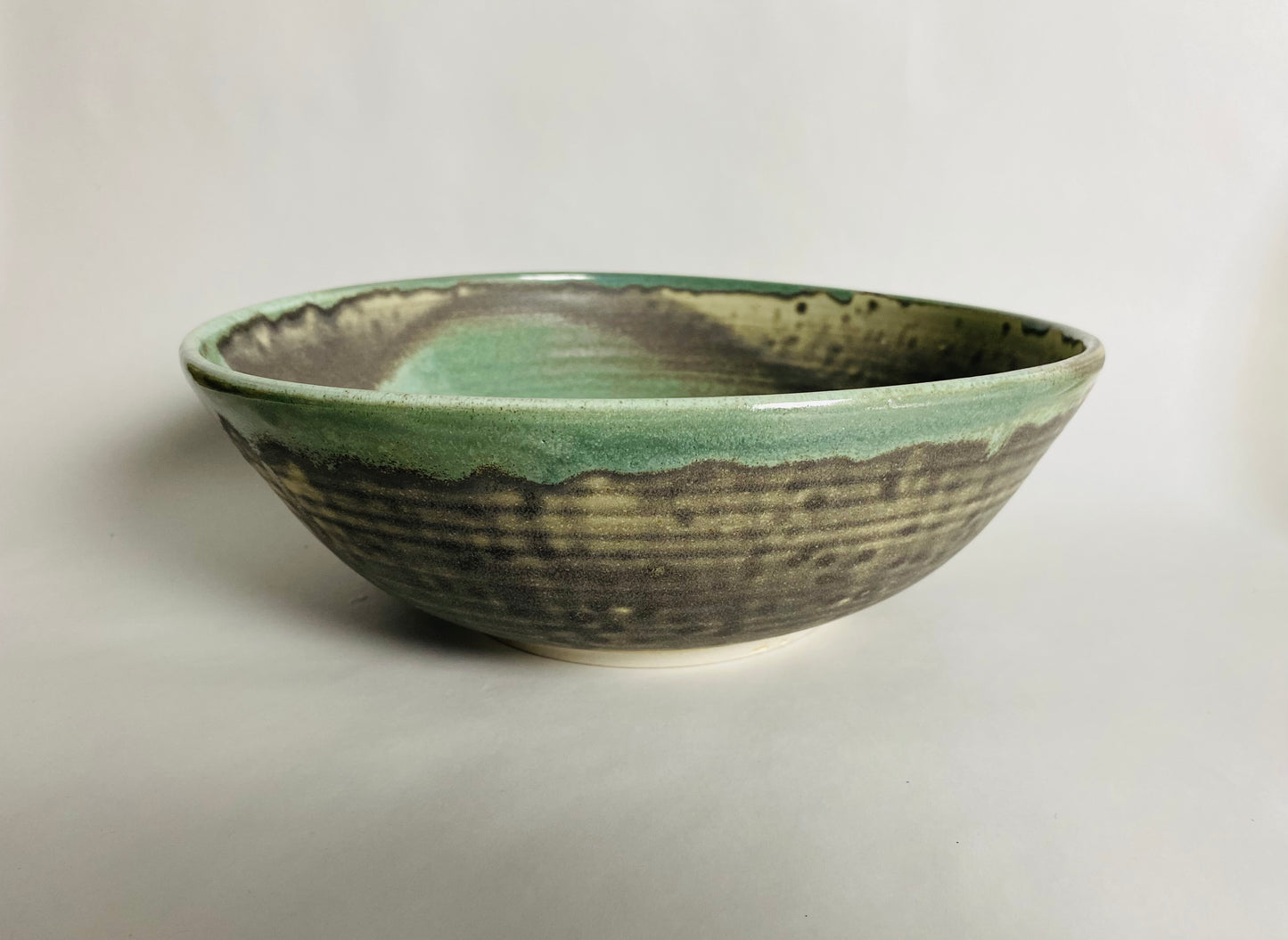 Serving Bowl in a Carbon/Spotted/Green Glaze