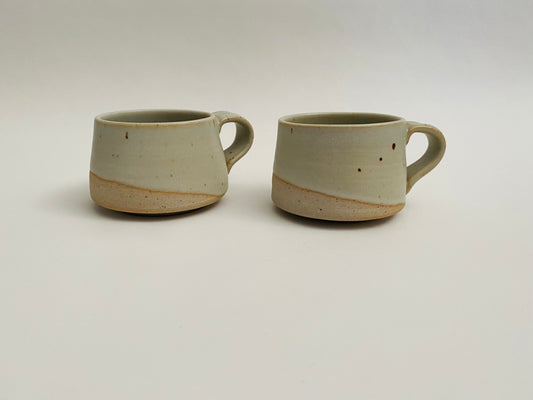 A pair of stoneware espresso cups in a matte glaze