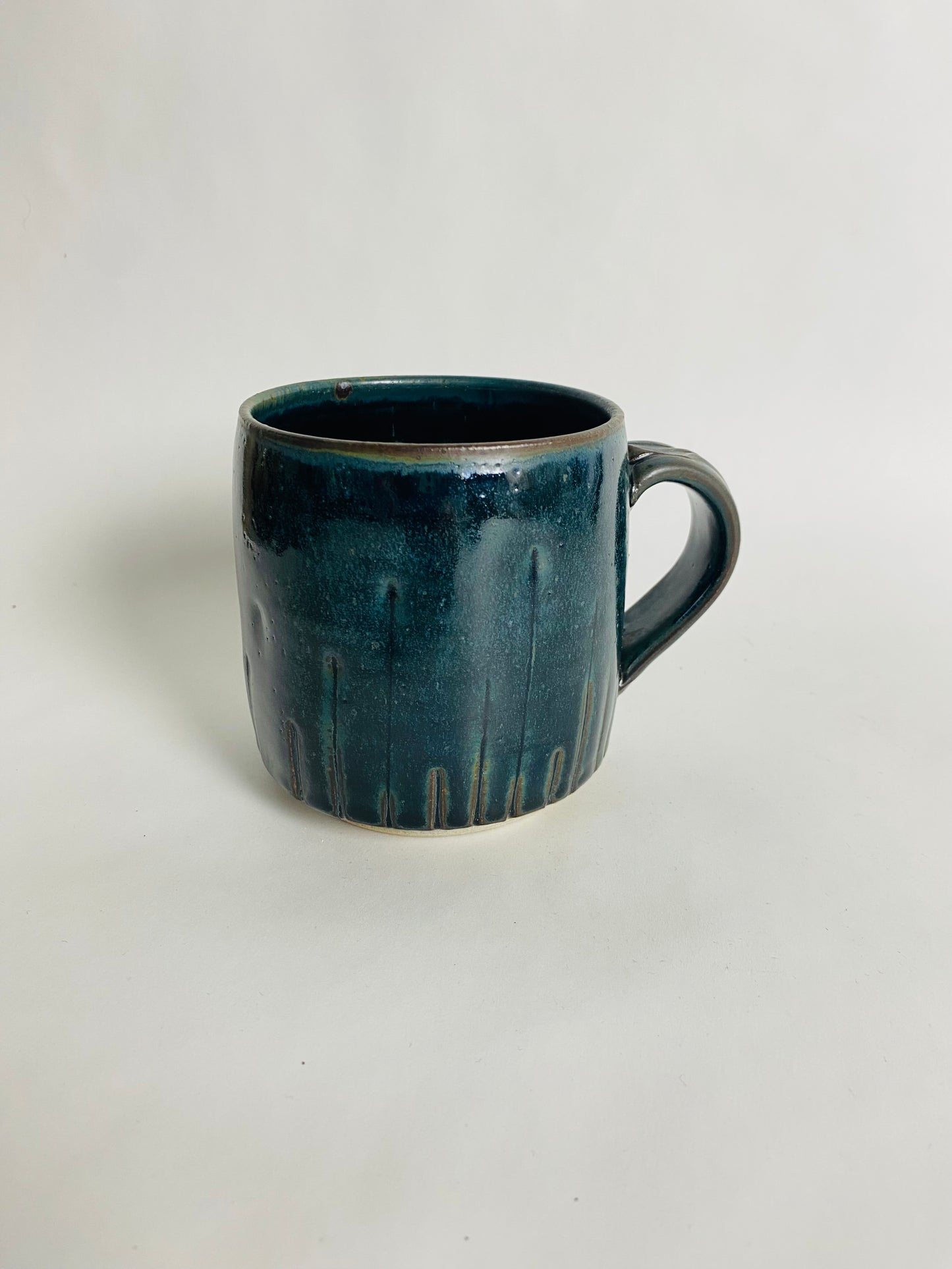 Mug in a Midnight Blue Glaze with Lines