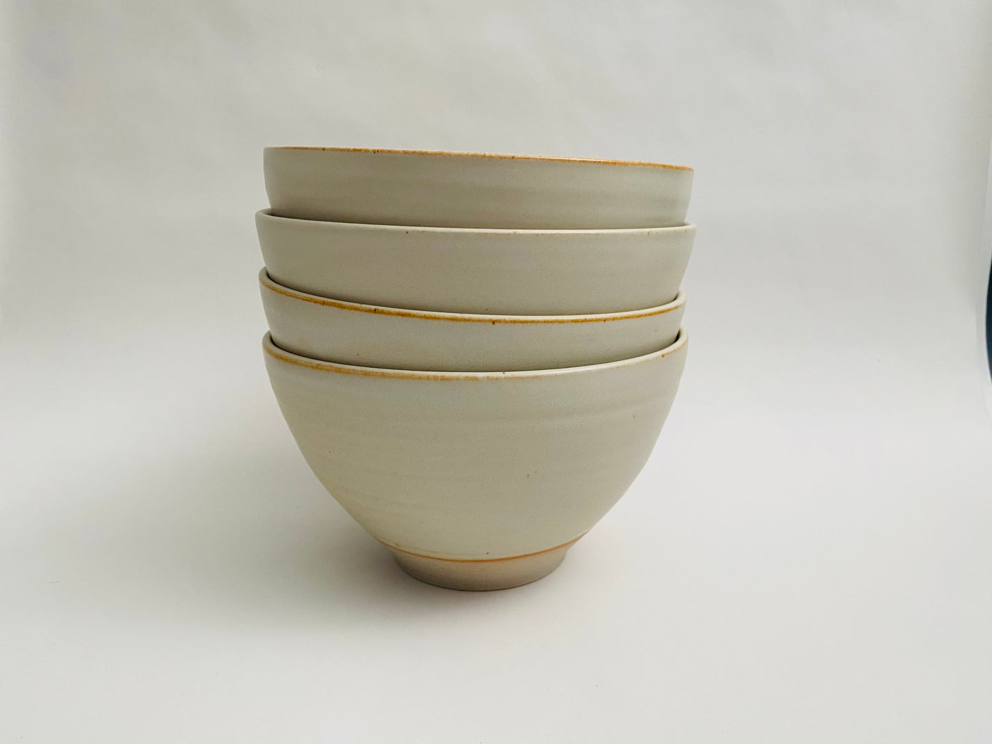A set of 4 ramen bowls in a matte glaze.