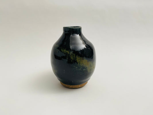 Midnight blue bud vase with gold accent