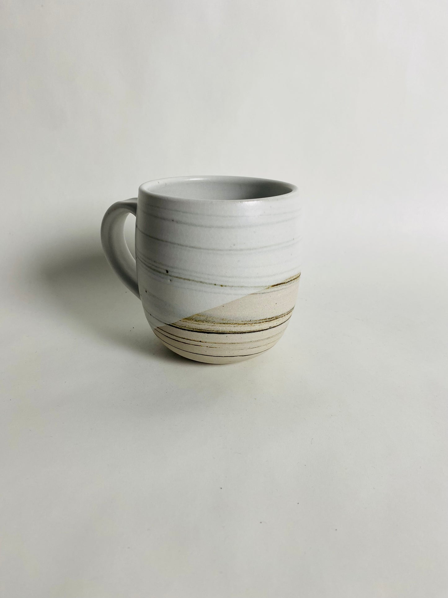 Mug with Satin White Glaze and Marbleized Clay