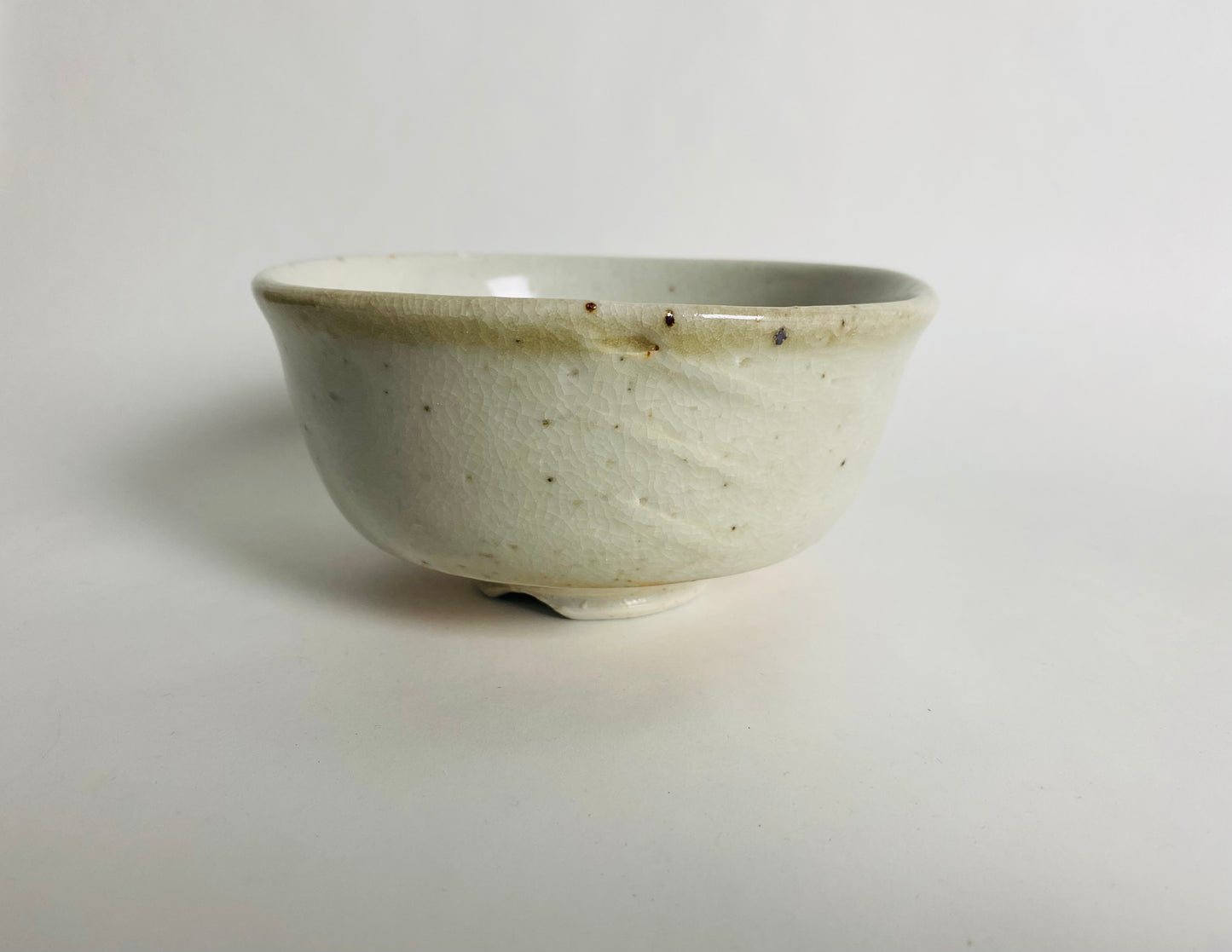 White Shino Bowl with Paddle Marks