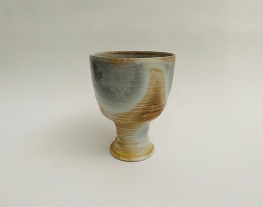 Wood fired porcelain goblet