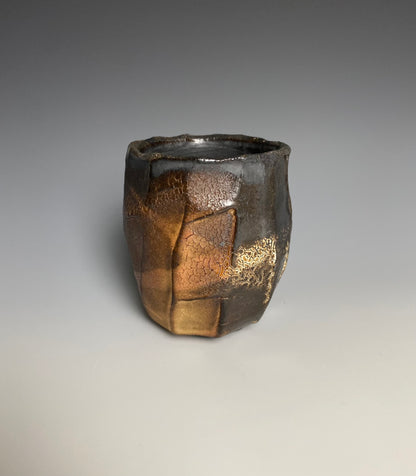 Wood Fired Faceted Yunomi with Crackle Slip