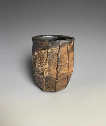 Wood Fired Faceted Yunomi with Crackle Slip