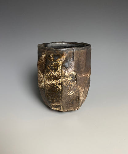 Wood Fired Faceted Yunomi with Crackle Slip