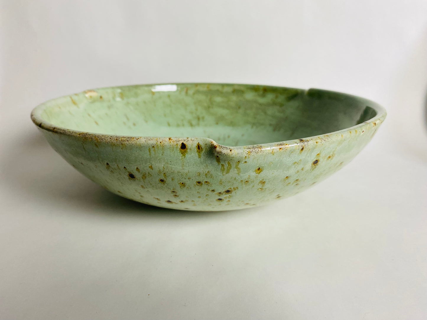 Green Serving Bowl with a Speckled Finish