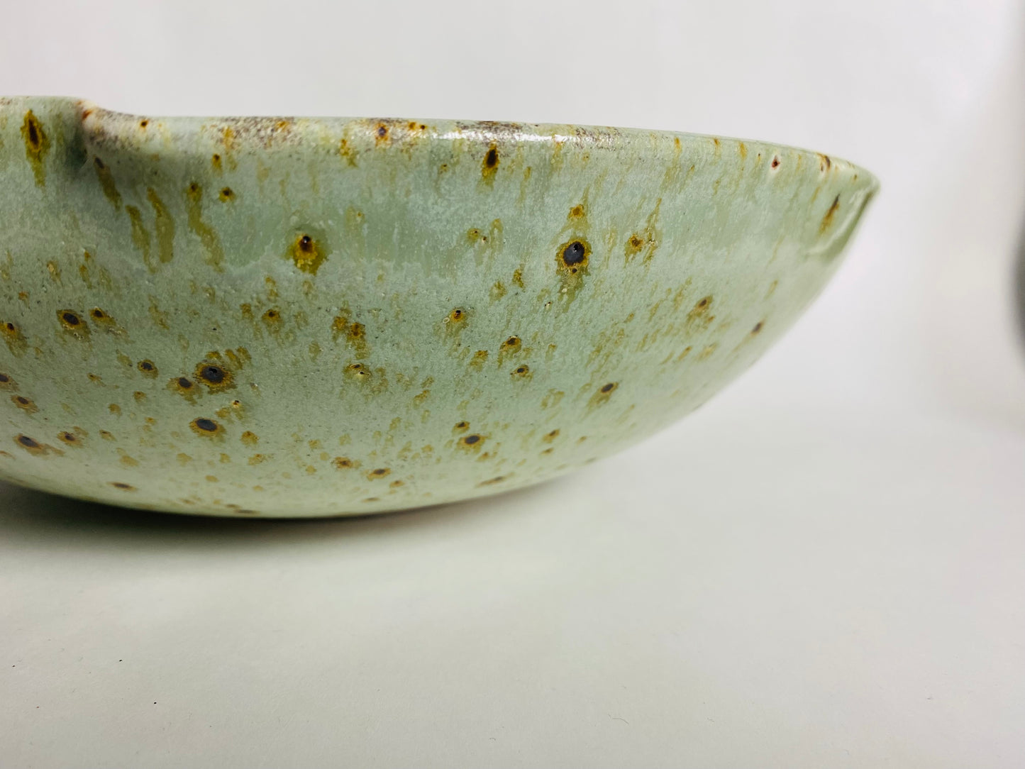 Green Serving Bowl with a Speckled Finish