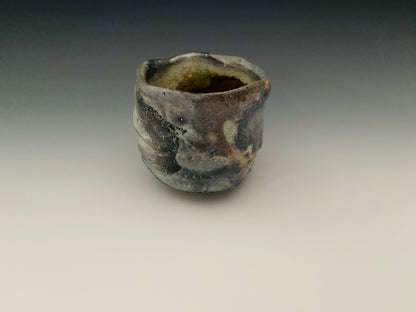 Wood fired hand carved yunomi with jewel