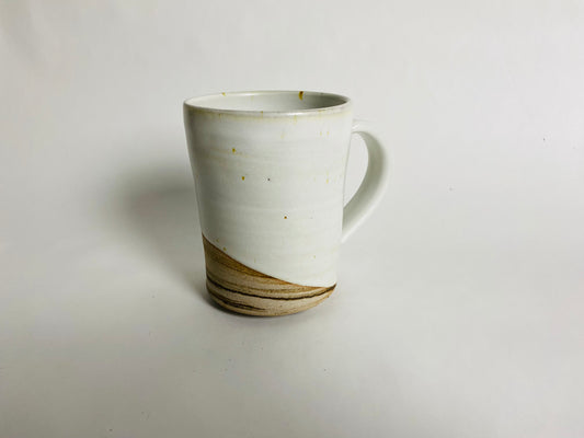 Big and tall mug, satin white glaze and marbleized clay