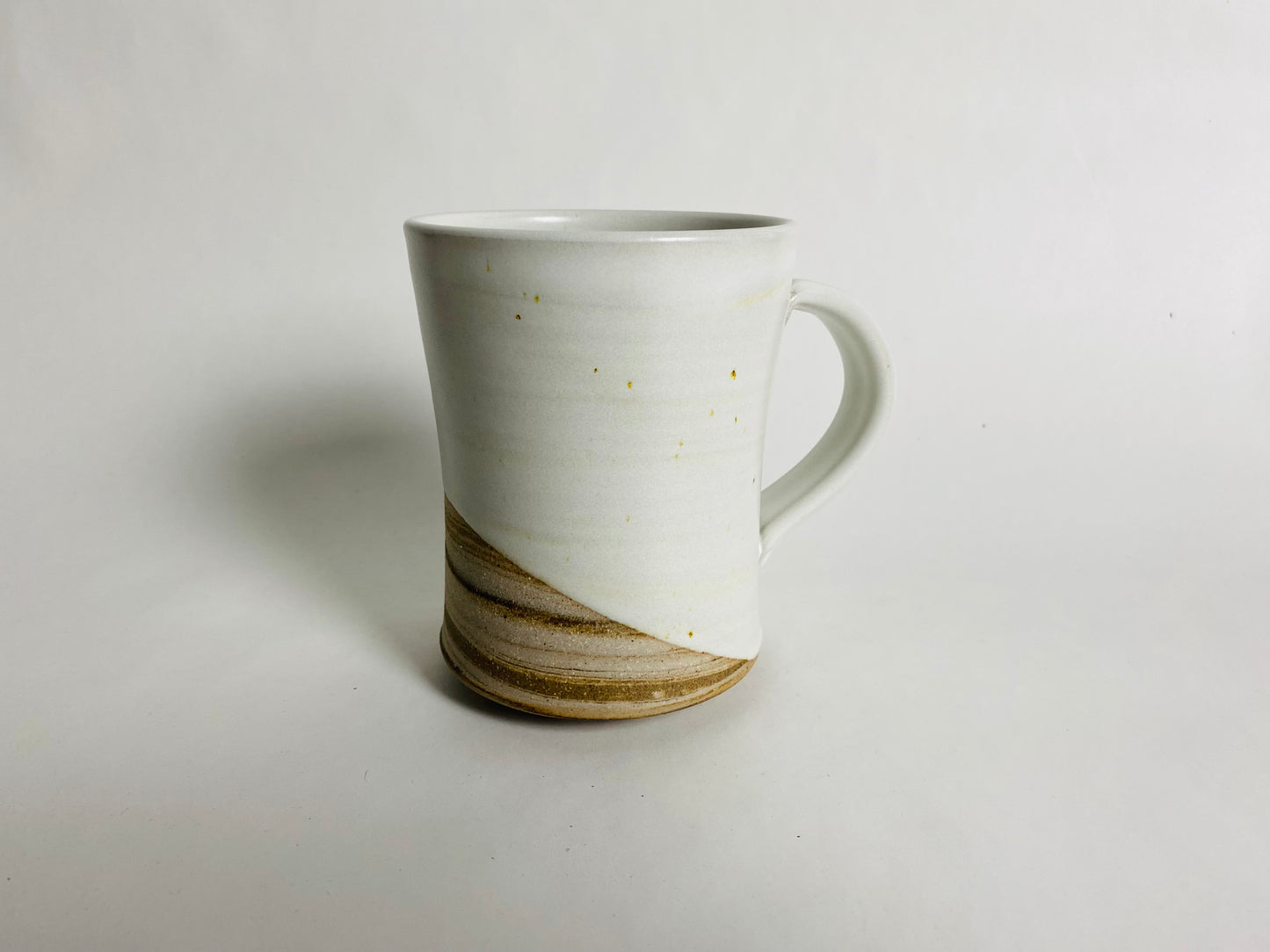 Big and tall mug, satin white glaze and marbleized clay