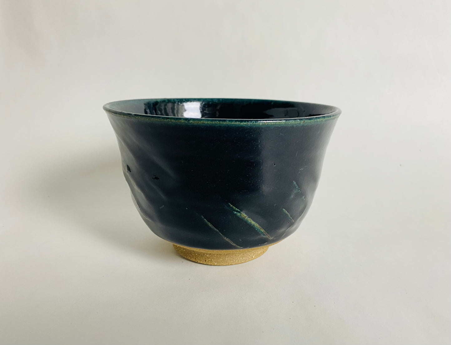 Bowl with paddle marks, midnight blue glaze.