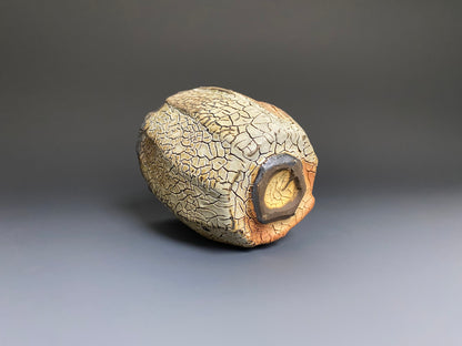 Wood Fired Faceted Yunomi with Crackle Slip