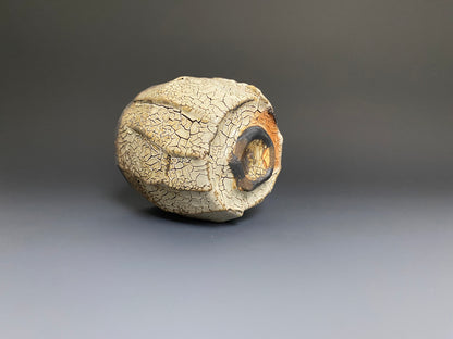 Wood Fired Faceted Yunomi with Crackle Slip