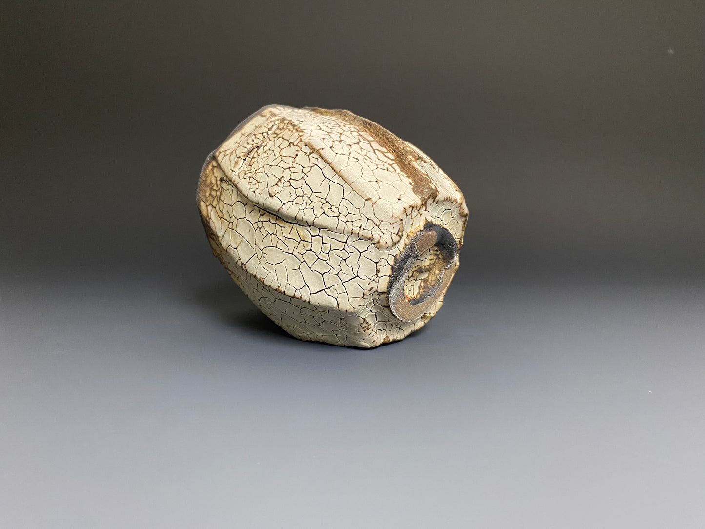 Wood Fired Faceted Yunomi with Crackle Slip