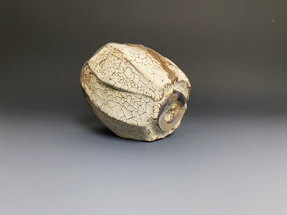 Wood Fired Faceted Yunomi with Crackle Slip