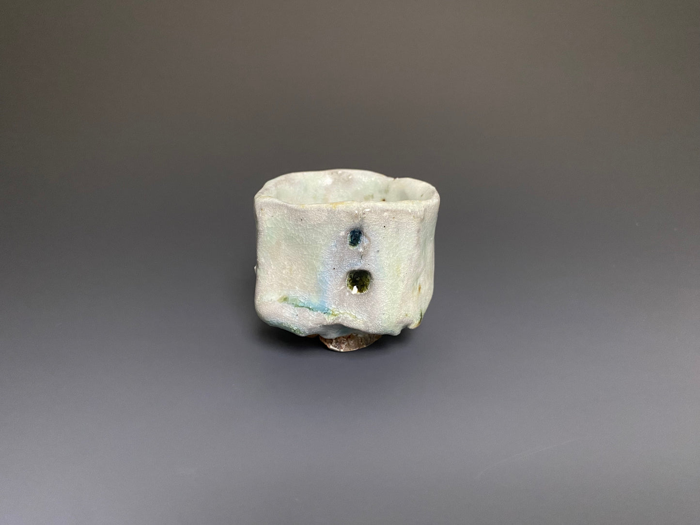 Wood Fired Sake Cup with Beach Glass Inclusions