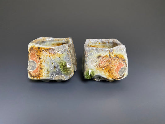A Pair of Wood Fired Sake Cups