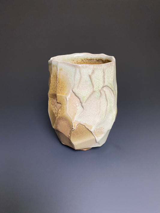 Hand Carved Wood Fired Porcelain Yunomi