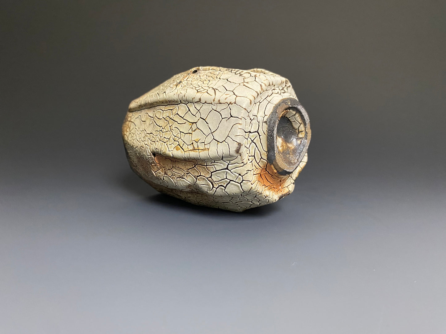 Wood Fired Faceted Yunomi with Crackle Slip