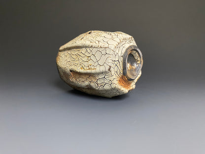 Wood Fired Faceted Yunomi with Crackle Slip