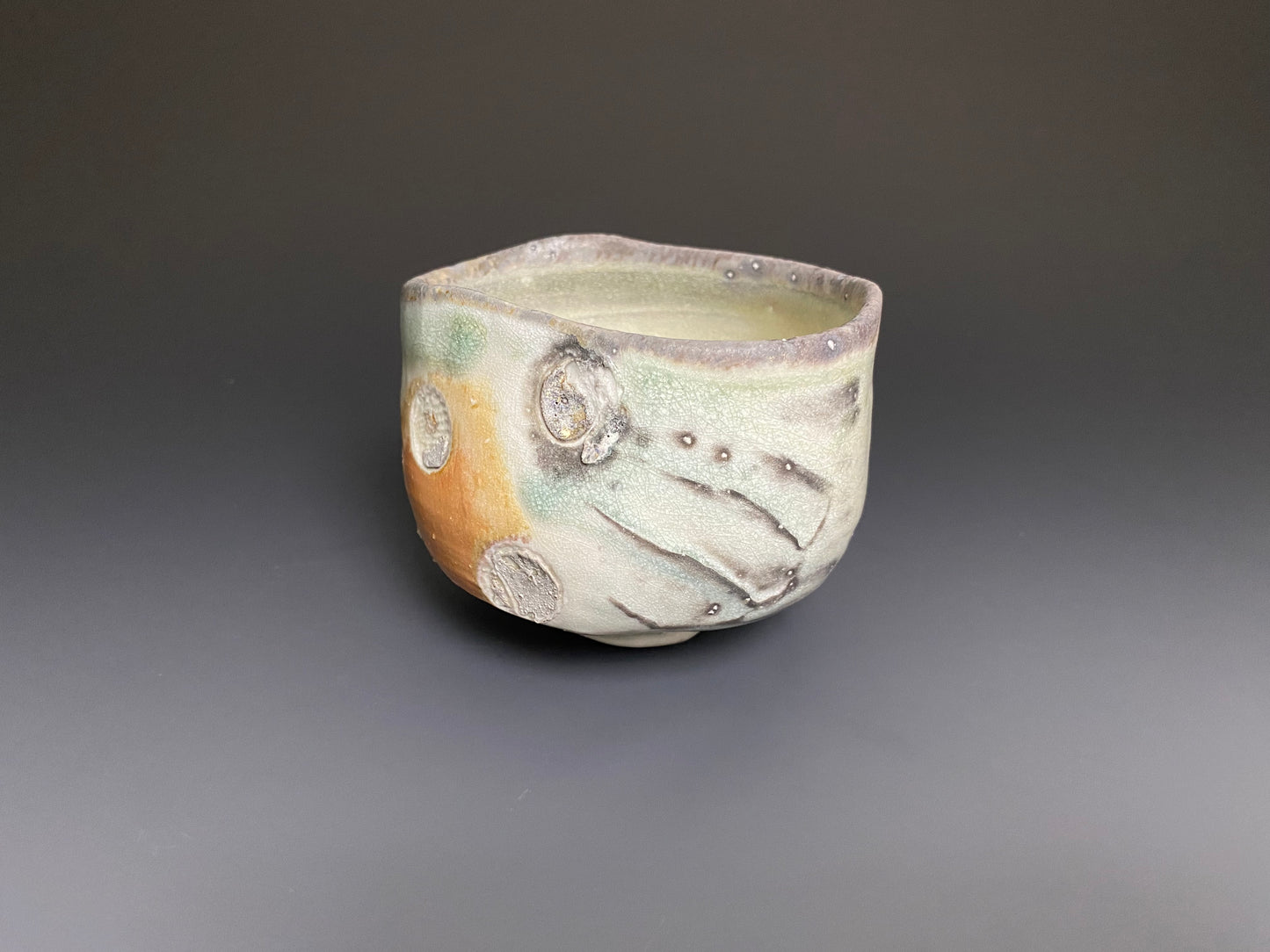 Wood Fired Porcelain Bowl with Paddle Marks