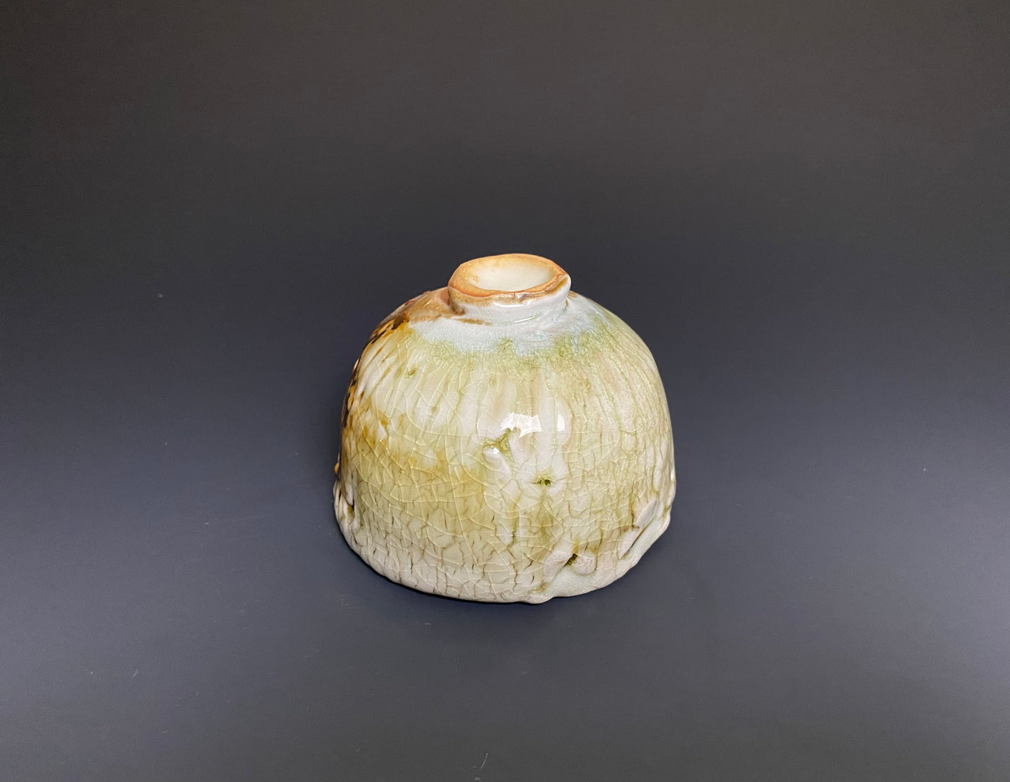 Wood Fired Porcelain Bowl with a Crawling Glaze