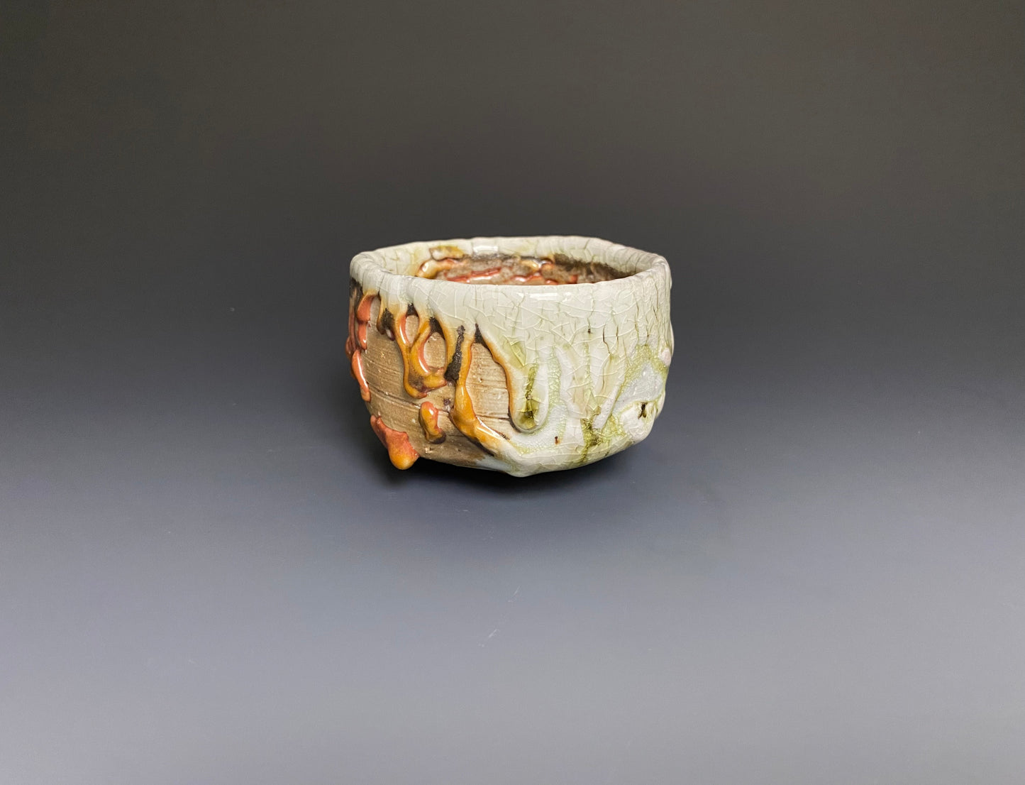 Wood Fired Porcelain Bowl with a Crawling Glaze
