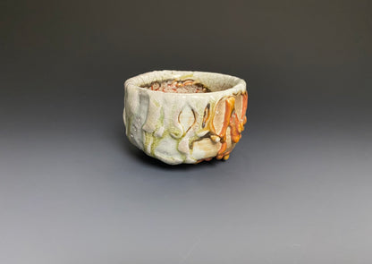 Wood Fired Porcelain Bowl with a Crawling Glaze
