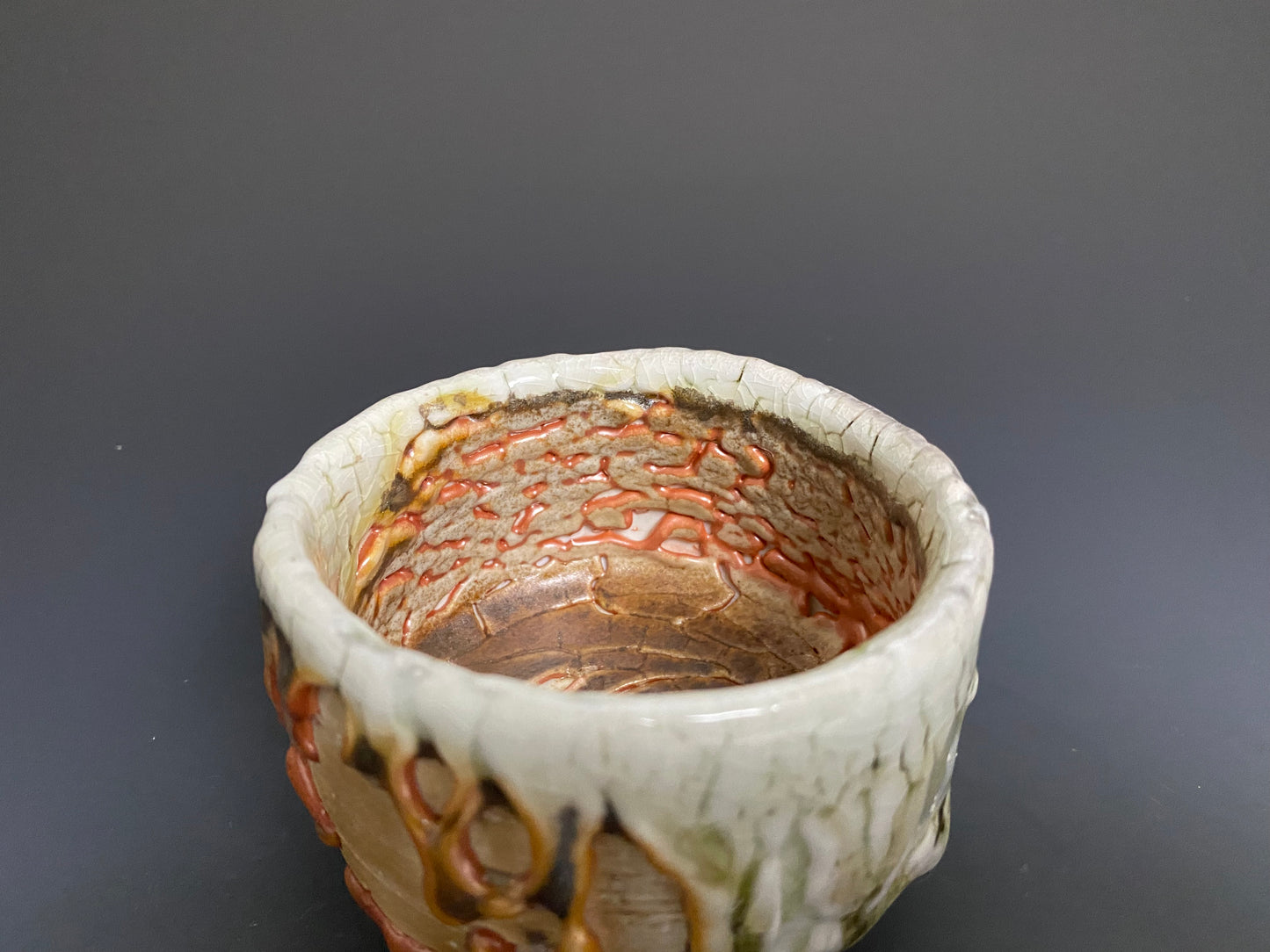 Wood Fired Porcelain Bowl with a Crawling Glaze