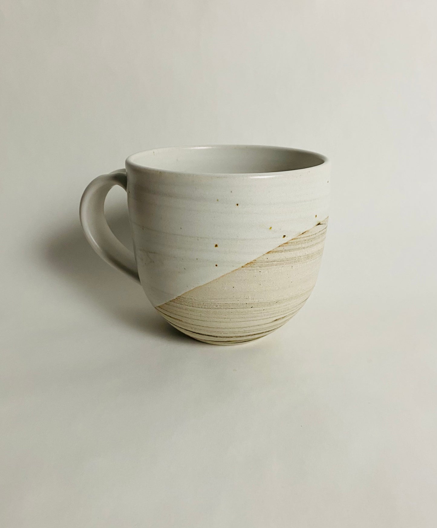 Large Mug with Satin White Glaze and Marbleized Clay