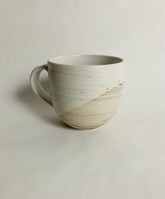 Large Mug with Satin White Glaze and Marbleized Clay