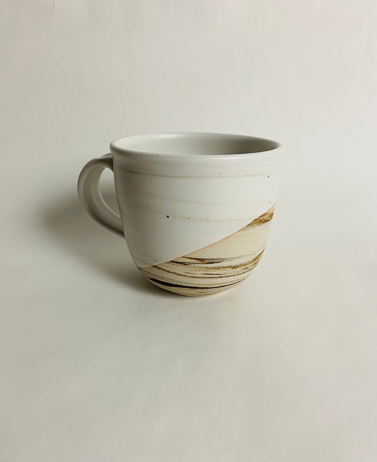 Large Mug with Satin White Glaze and Marbleized Clay