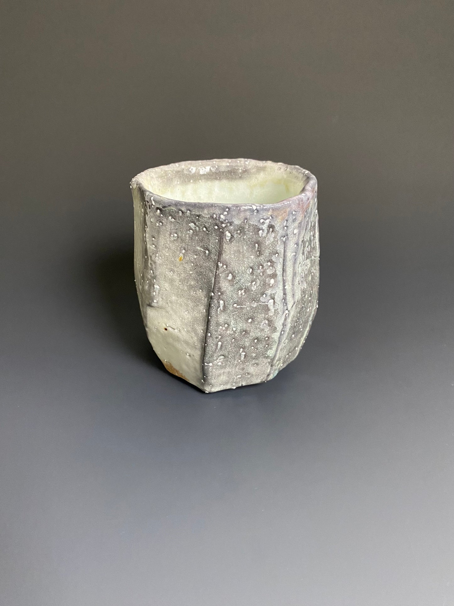 Faceted Wood Fired Porcelain Yunomi