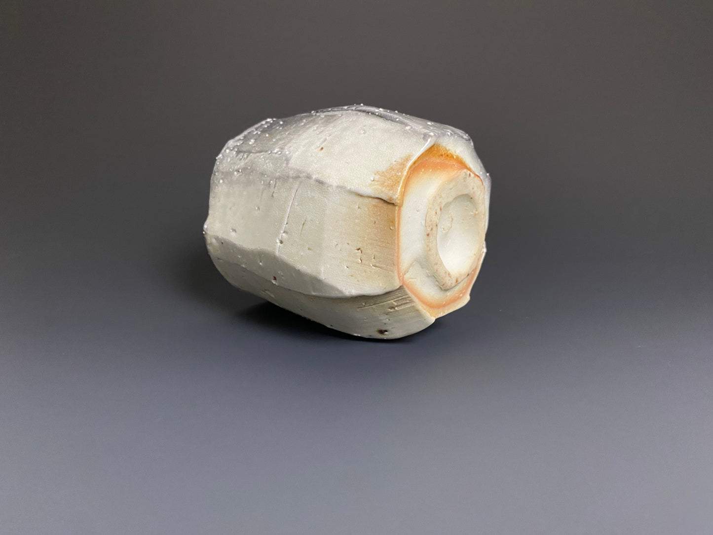 Faceted Wood Fired Porcelain Yunomi