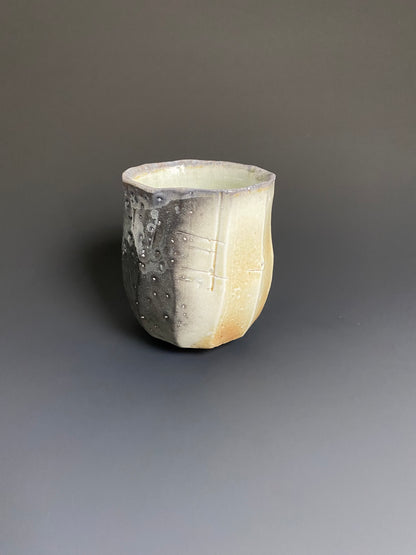 Faceted Wood Fired Porcelain Yunomi