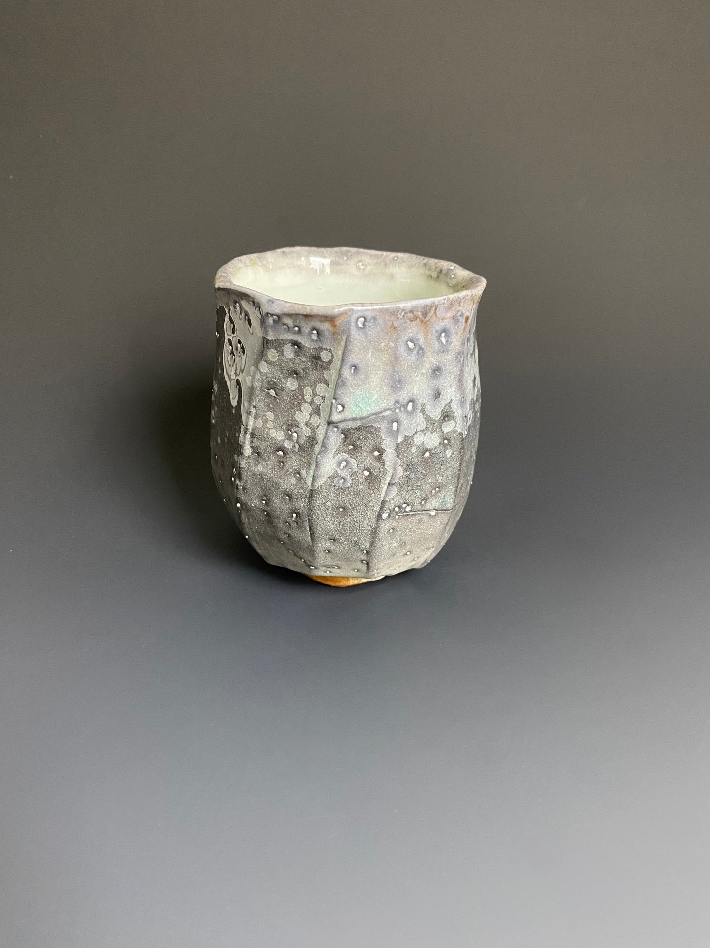 Faceted Wood Fired Porcelain Yunomi