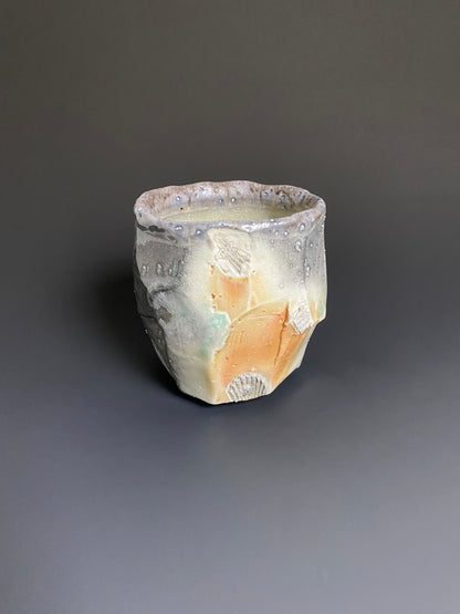 Faceted Wood Fired Porcelain Yunomi